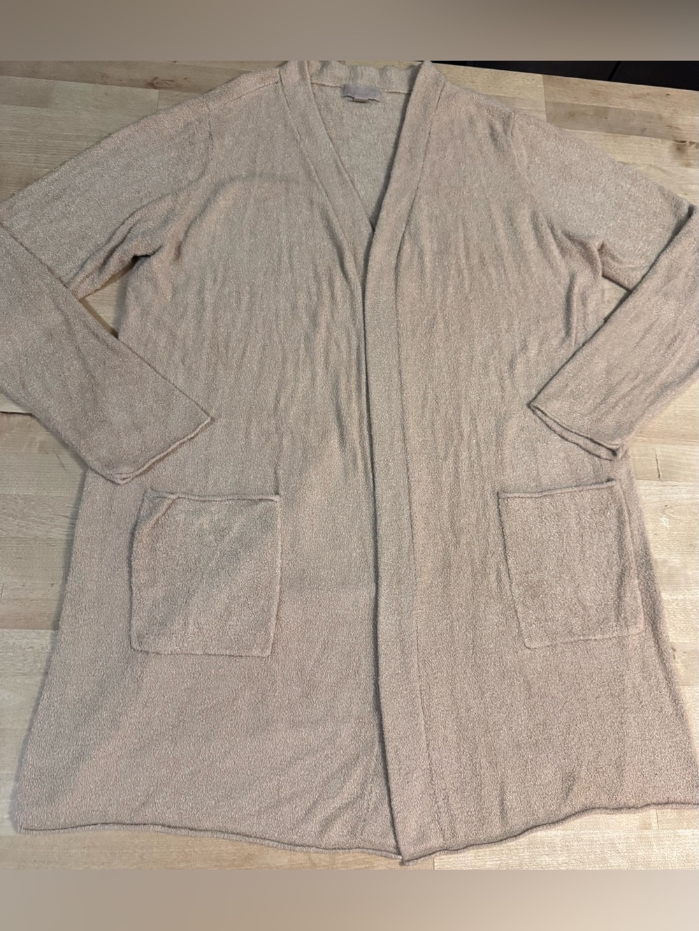 Barefoot Dreams cozy chic lite Soft Beige Open-Front Knit Cardigan
